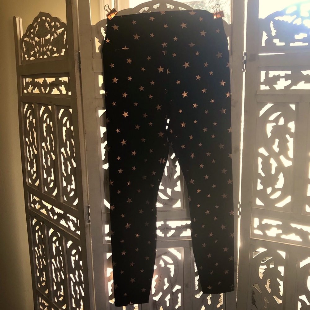 Spiritual Gangster Rose Gold Stars Black Leggings